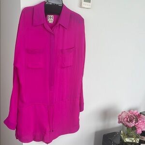 Haute Hippie 100% silk romper.  Drawstring waist w/button down front. Worn once